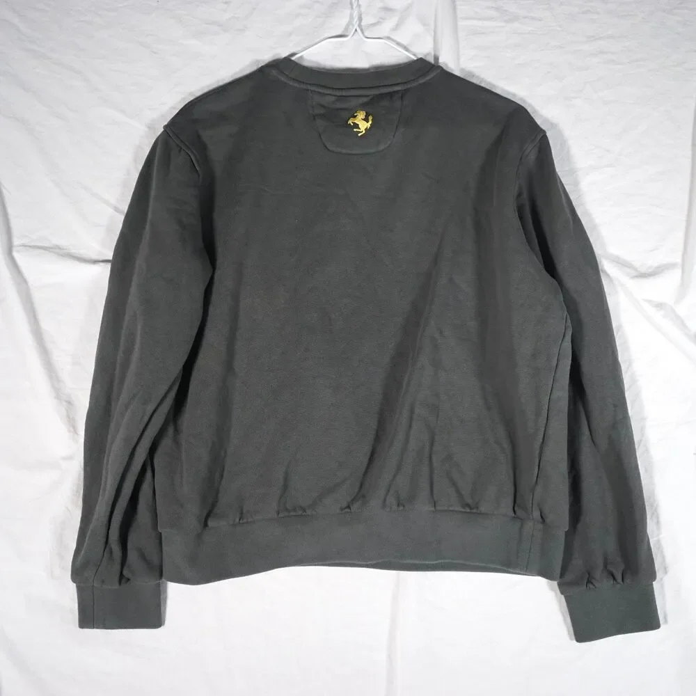 Ferrari Logo Crewneck Sweatshirt Gray Split Logo Red Yellow Men's Small RARE